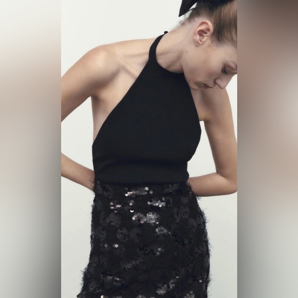 Zara Sequin Knit Halter Dress - Picture 4 of 7